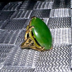Authentic STERLING JADE Gold-Washed Cocktail Ring
